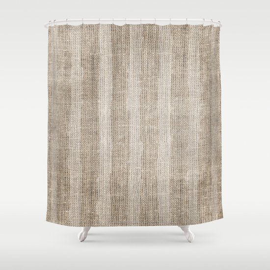 Striped Burlap Shower Curtain