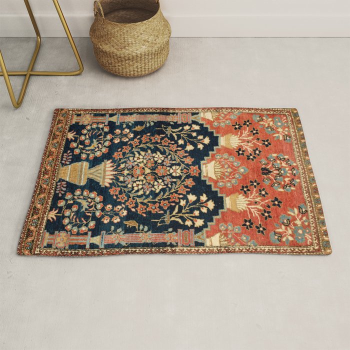 Kashan Poshti Antique Central Persian Rug Print Rug by Vicky Brago