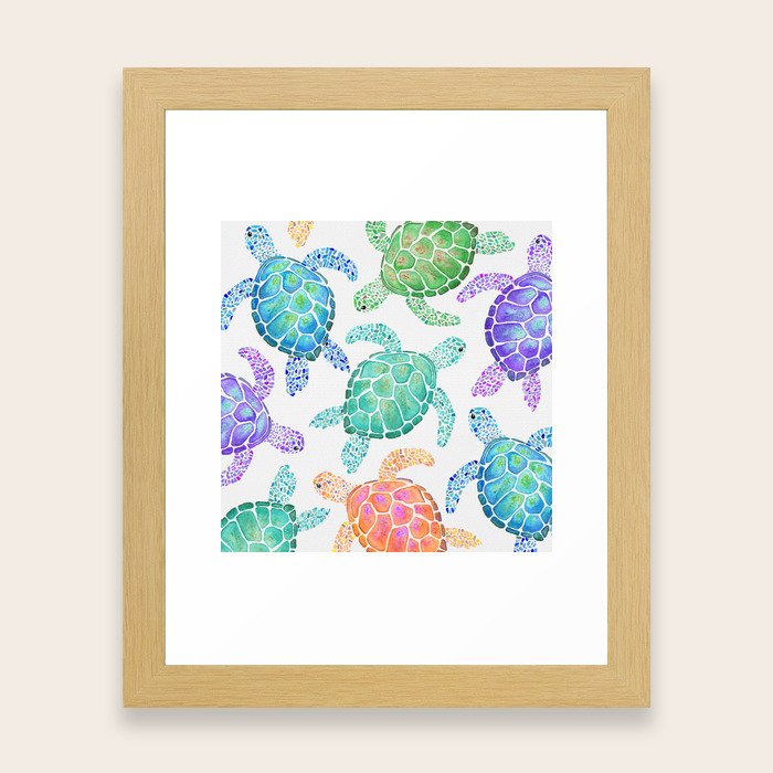 Sea Turtle Colour Framed Art Print by ellenshawdesign Society6