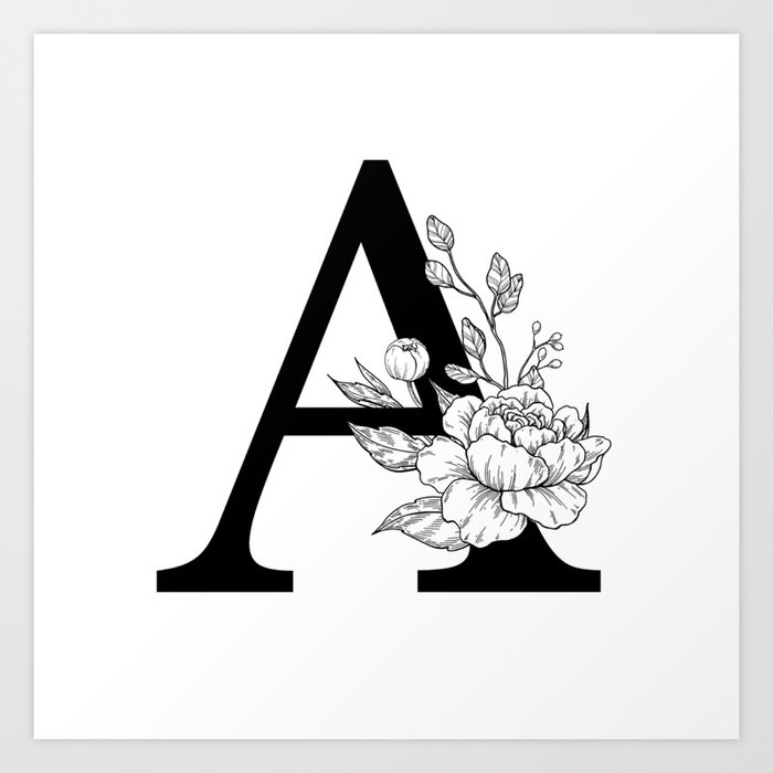 A botanical monogram. Letter initial with peonies Art Print by Epine ...