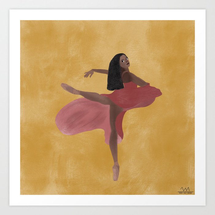 Black girl ballerina illustration, woman dancing art print Art Print by ...