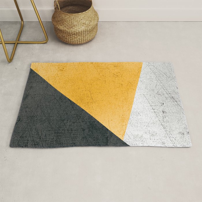 Modern Yellow & Black Geometric Rug by dreamprintdesigns Society6