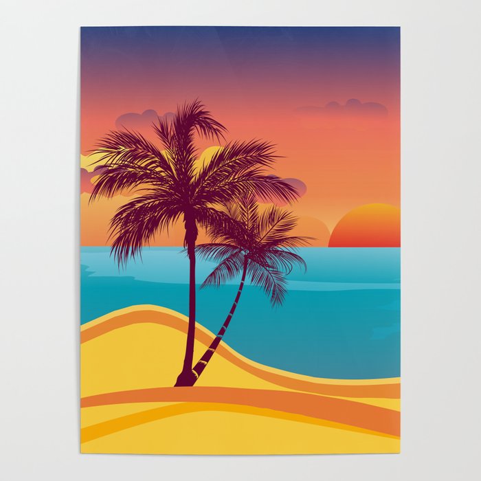 Details about  / G-030 Sunset Tropical Ocean Bay Fabric Poster 12x18 24x36 27x40